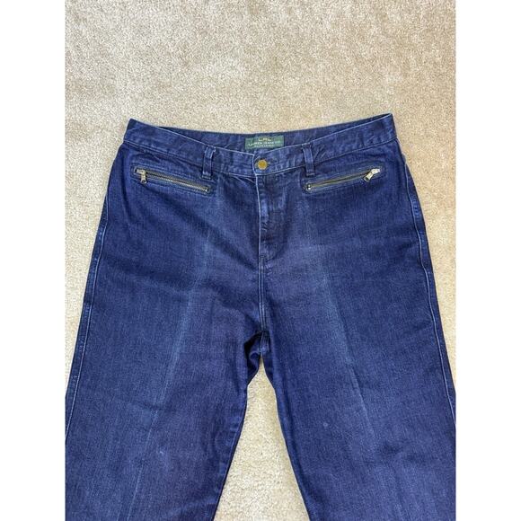 Ralph Lauren Denim - Lauren Jeans Co Size 14 Straight Leg Dark Wash Zipper Accent No Back Pocket B069